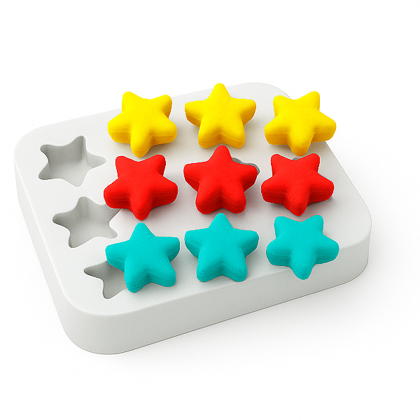 Molde de Silicone Gelatina de Estrelinha 9 Cavidades
