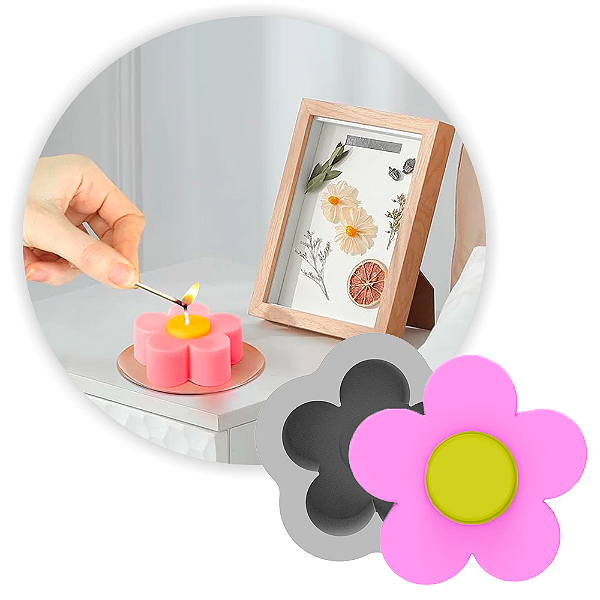 Molde de Silicone Margarida Lisa para Sabonetes, Velas e Resina Artesanal