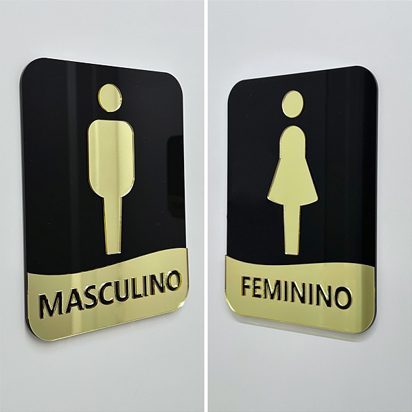 Kit Placas de Identificação de Banheiros Feminino e Masculino ...