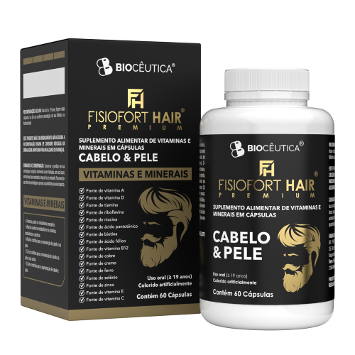 Suplemento Alimentar Vitamina (FISIFORT HAIR PREMIUM - Cabelo,Barba e Pele) - 12  Unidades