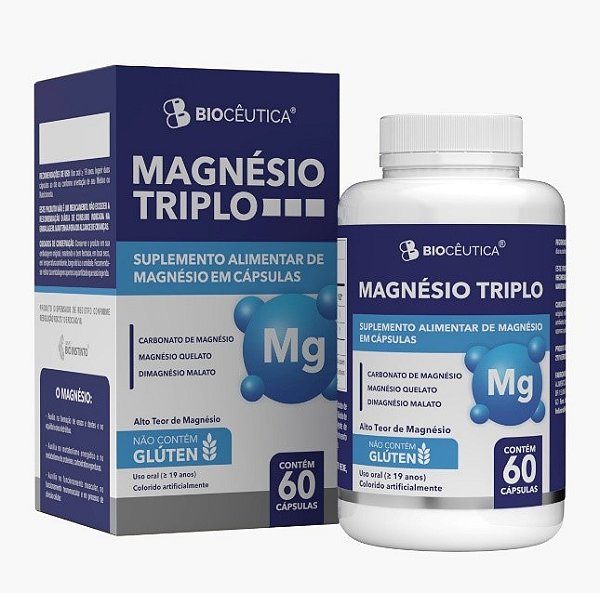 Suplemento Alimentar Magnésio Triplo 60 Cápsulas