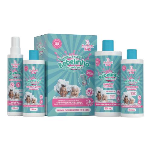 Kit Infantil Cabelo e Corpo Bebelinho Algodão Doce ( 4 Itens)