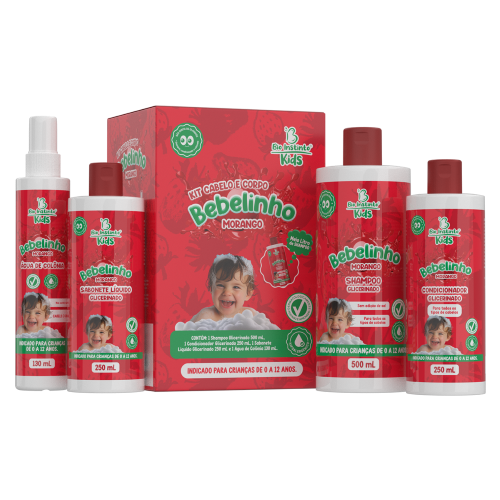 Kit  Infantil Cabelo e Corpo Bebelinho Morango ( 4 Itens)