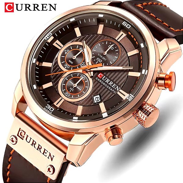 Relógio Curren Magnata Pulseira Couro Modelo 8291