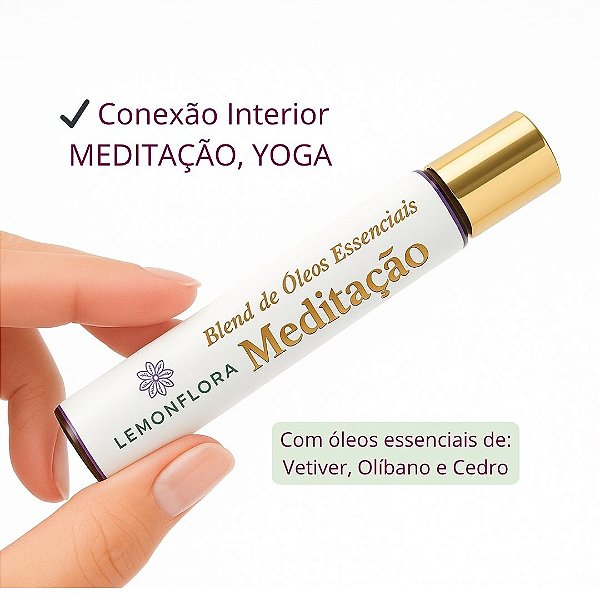 Blend Roll-On Aromaterapia 10ml | Meditação Yoga I Aterramento & Conexão | Vetiver, Cedro & Olíbano | Lemonflora
