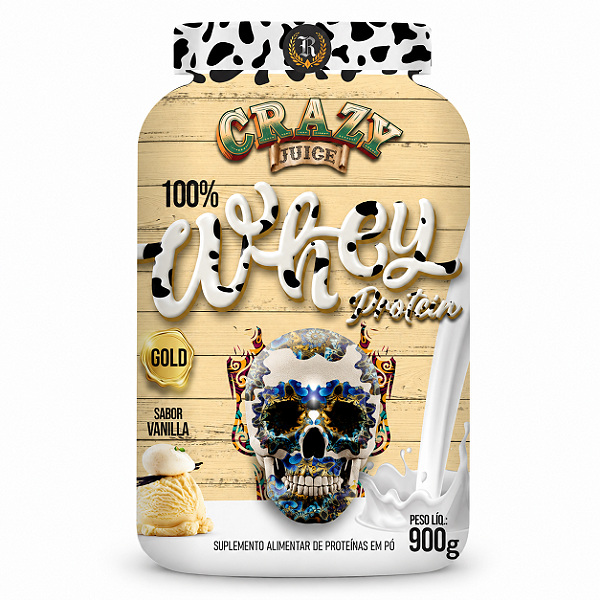 Crazy Whey Protein Gold Concentrado 100% - Sabor Vanilla - 900g