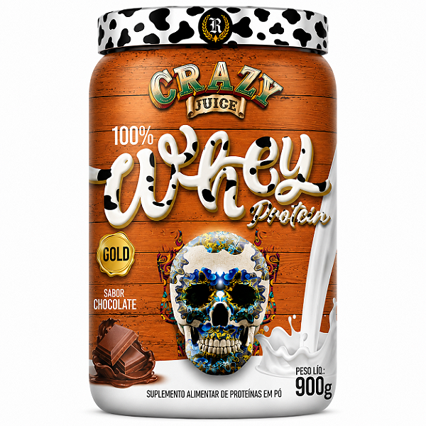 Crazy Whey Protein Gold Concentrado 100% - Sabor Chocolate - 900g