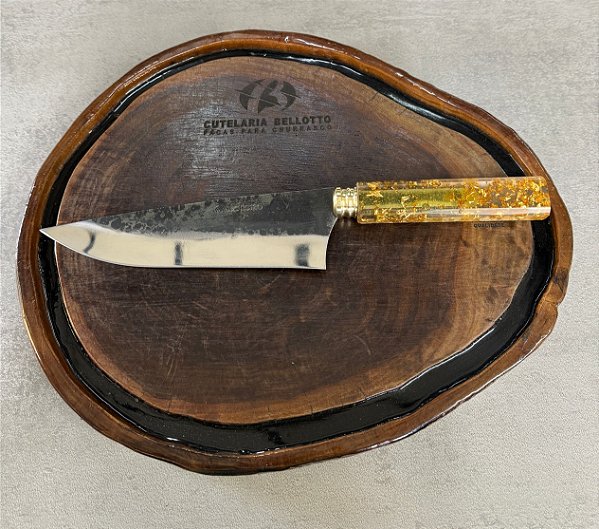 Faca Classic 8" - Aço Carbono - Cabo Oitavado - Folhas Verdes