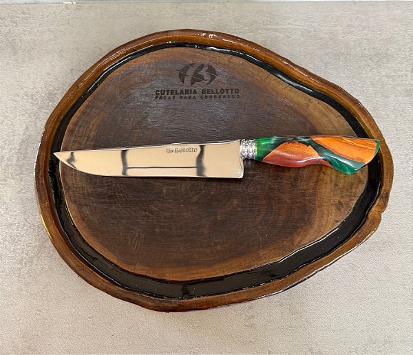 Faca Picanheira 8" - Aço Inox - Cabo Híbrido Verde