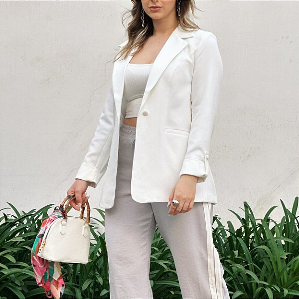 Blazer alongado em alfaiataria Estela