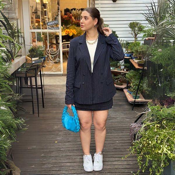 Blazer alfaiataria risca de giz Lorena