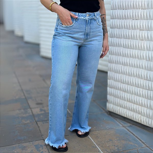 Calça wide leg jeans Denim Zero DZ20741