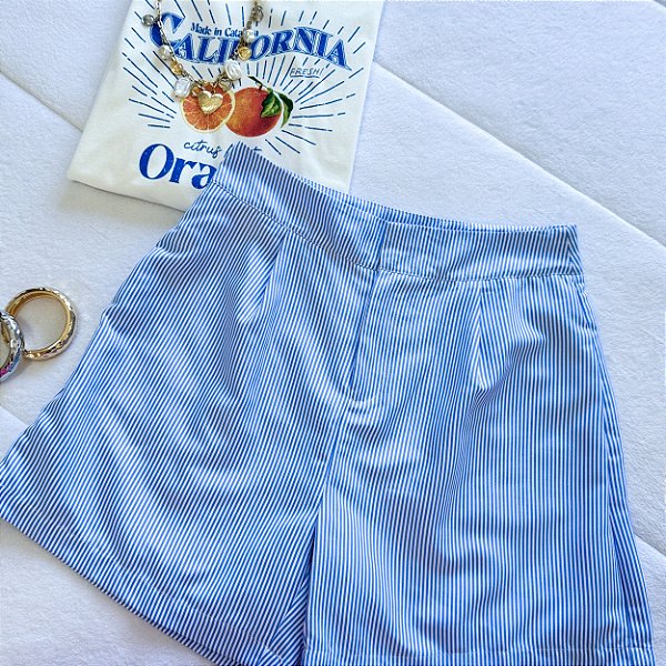 Shorts listrado alfaiataria Clarisse