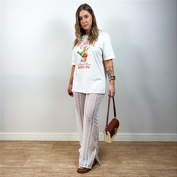 Calça pantalona de renda Mykonos