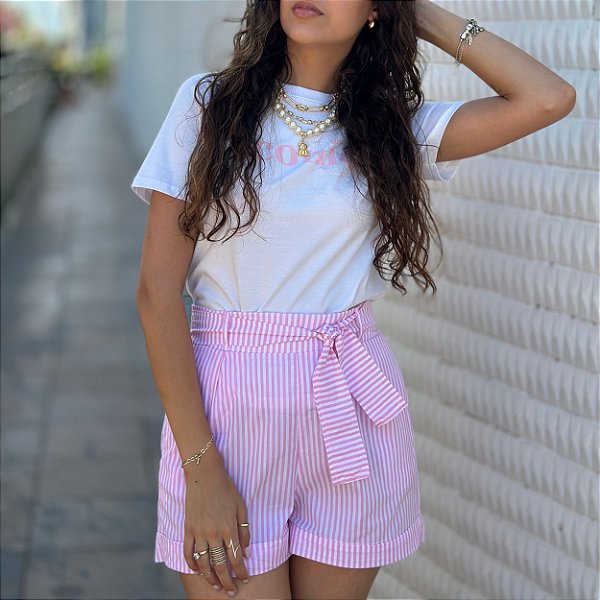 Shorts alfaiataria listrado Mandy