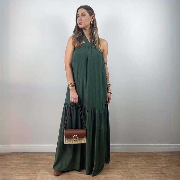Vestido longo alça trançada Nicole
