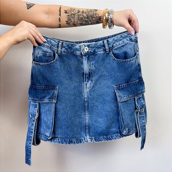 Saia jeans cargo Mariah