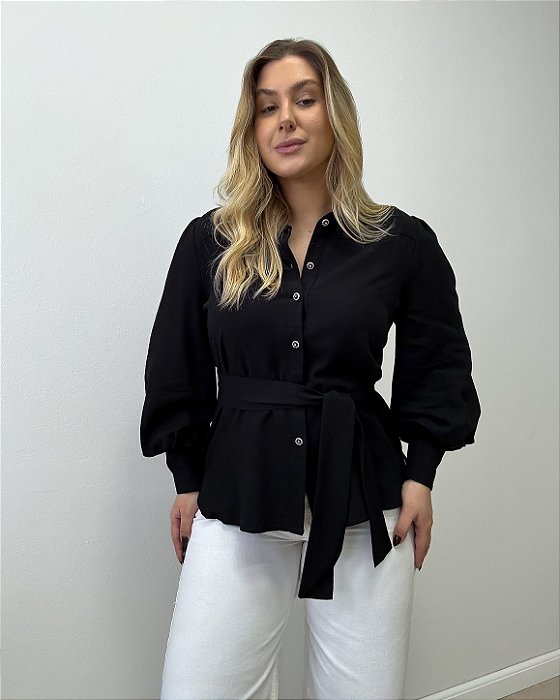 Camisa Acinturada E Com Mangas Bufantes Nancy