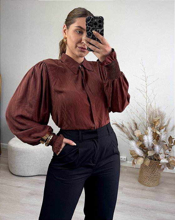 Camisa cropped jacquard Ariana