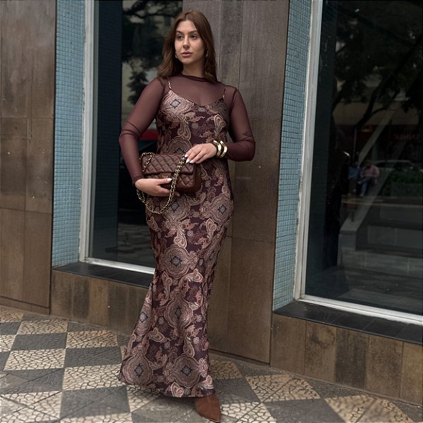 Vestido sleep dress com estampa paislay Aisha