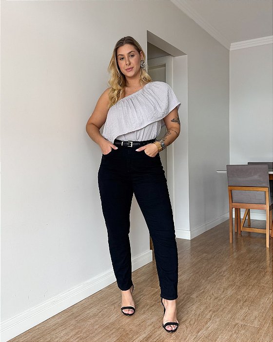 Calça mom preta Denim Zero DZ20526.PRE