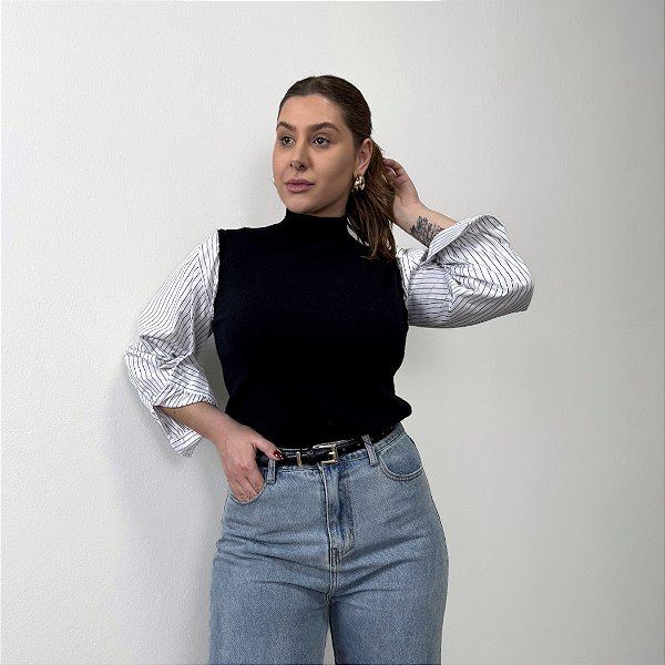 Blusa em modal com manga de camisa Silvana