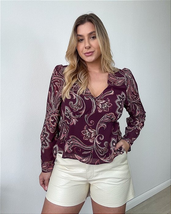 Blusa Manga Longa Estampada Thalia