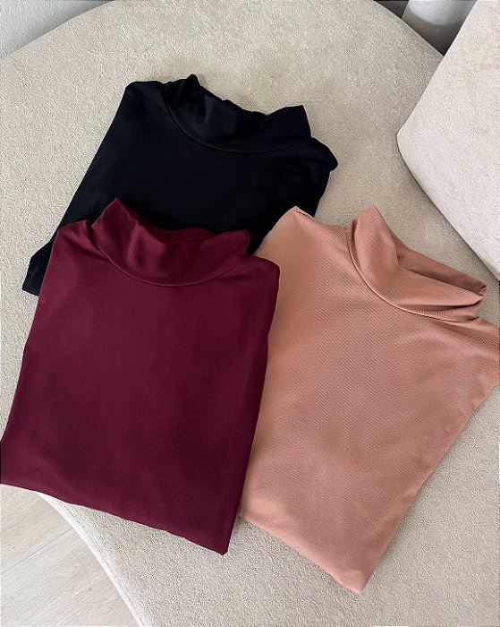 Blusa Térmica Gola Média Com Toque Pêssego