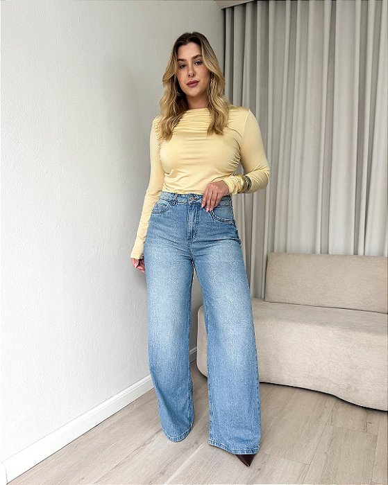 Calça Wide Leg Jeans Eveline