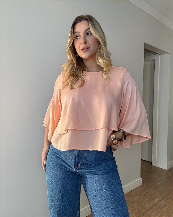 Blusa Ampla Com Babados Leila
