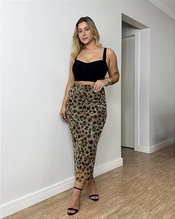 Saia Reta Midi Em Tule Andressa