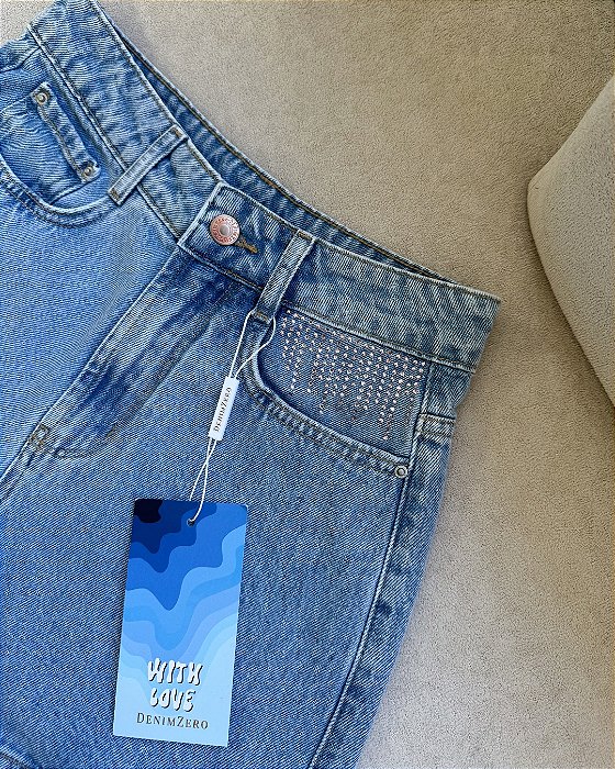 Shorts Jeans Com Brilho Lateral Denim Zero DZ6827