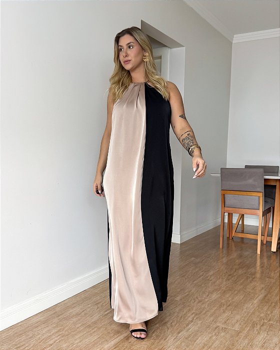 Vestido Longo Frente Única Acetinado Antonella