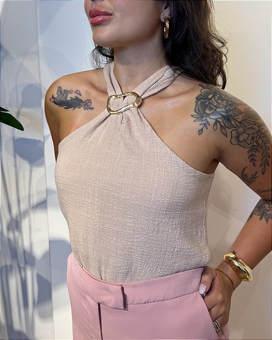 Blusa Frente Única Com Aviamento Safira