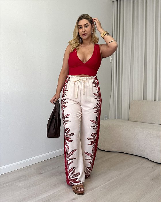 Calça Reta Estampada Diana