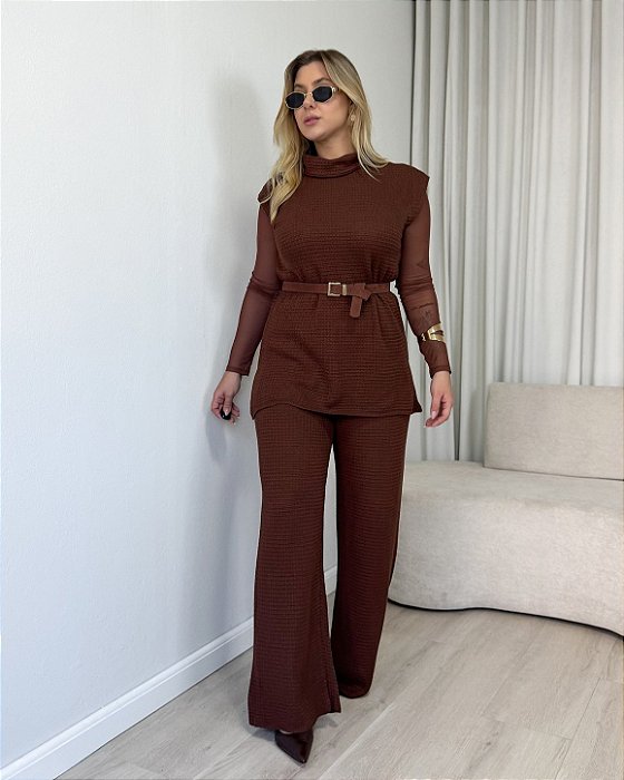 Conjunto Em Tricô Colete e Calça Cáila