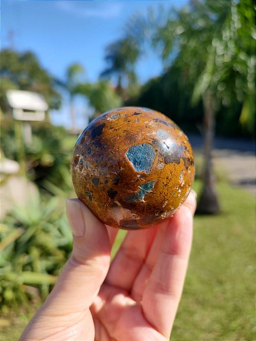 Esfera de Apatita Azul com Jaspe