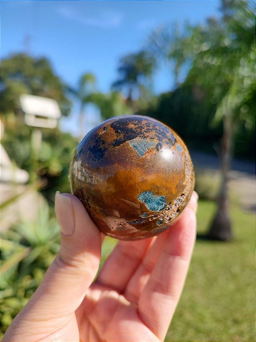 Esfera de Apatita Azul com Jaspe