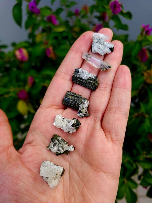 Lote Epidoto com Quartzo 7 Peças