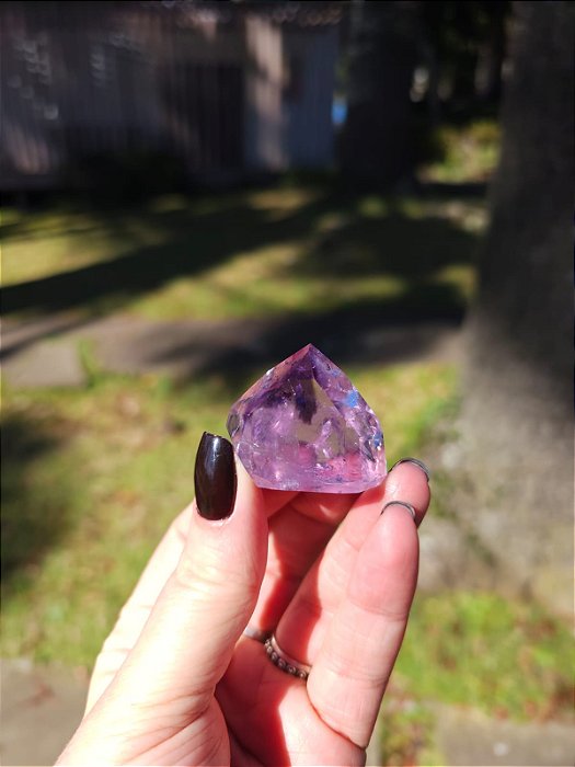 Ametista com Quartzo Translúcido Lapidada