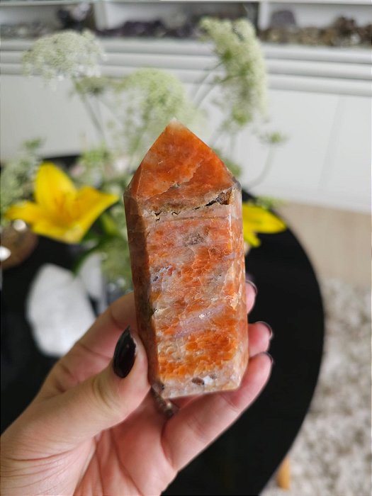 Calcita Laranja com Apatita Azul