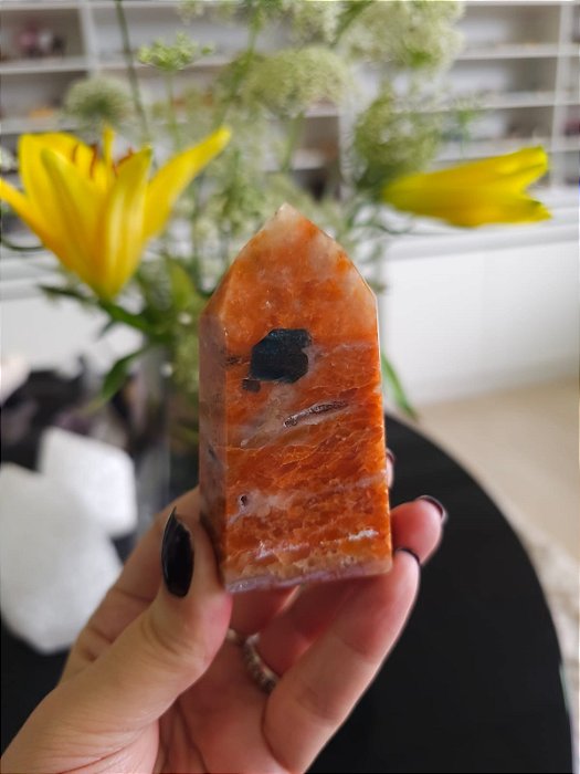 Calcita Laranja com Apatita Azul