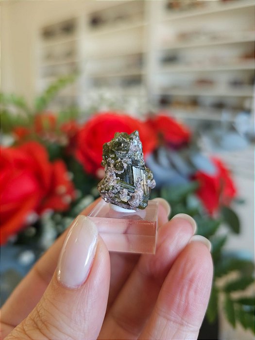 Turmalina Verde com Lepidolita