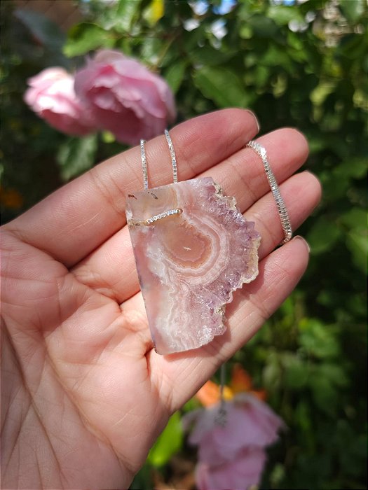 Colar Médio Ametista Rosa e Lilás