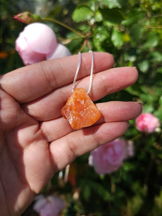 Colar Médio Calcita Laranja