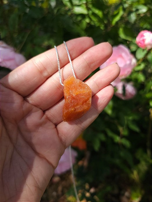 Colar Longo Calcita Laranja