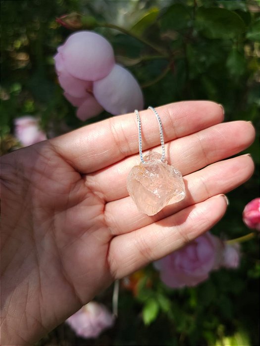 Colar Médio Quartzo Rosa Golden Healer