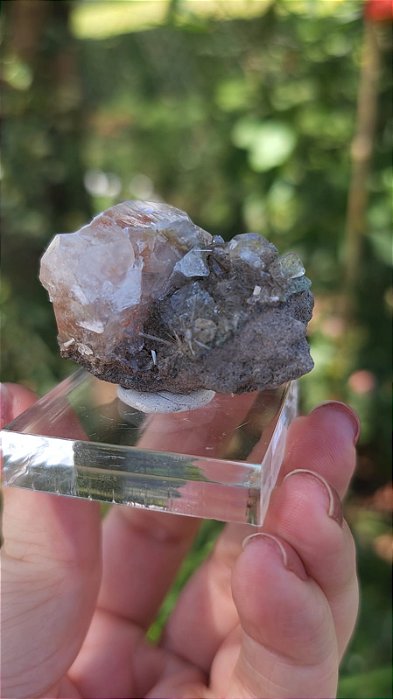 Drusa de Apofilita com Inclusões Vermelhas