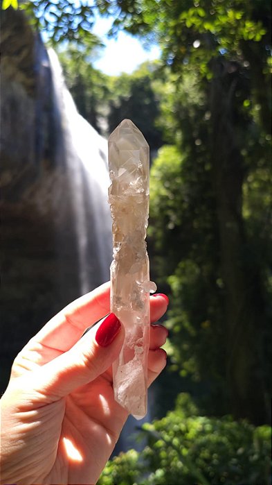 Varinha de Cristal Phantom Biterminada Rutilada com Chaves