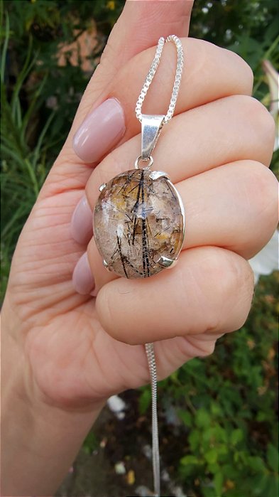 Pingente Quartzo Jardim Rutilado